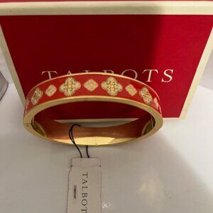 Talbots red bangle with engraved decals.